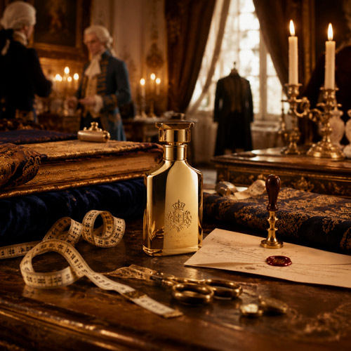 برند کرید (Creed) | تاریخچه، محبوب ترین عطر ها و راز محبوبیت این خانه عطر سازی لوکس 2 عطر کرید در کنار المانهای سلطنتی و نقشههای قدیمی لندن - نماد اصالت برند Creed از ۱۷۶۰