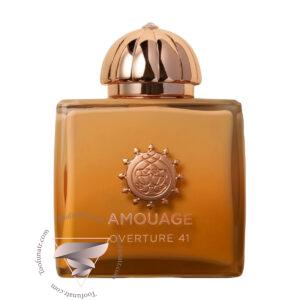 شیشه عطر آمواج اورتور چهل و یک زنانه با درپوش مسی روی پس زمینه سفید