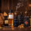 شیشه‌های عطر شرقی و ادویه‌ای دیور تام فورد روژا مارلی و اینیشیو روی میز چوبی تیره کنار ادویه‌ها و دود عودسوز قدیمی